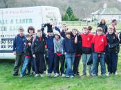 The boys line up for trouble at the Laser Battlefield